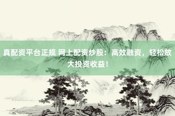 真配资平台正规 网上配资炒股：高效融资，轻松放大投资收益！