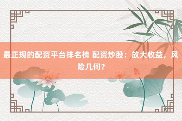 最正规的配资平台排名榜 配资炒股：放大收益，风险几何？